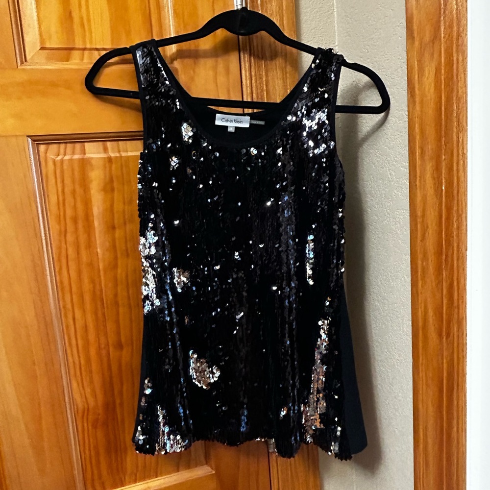 Calvin Klein Black & Silver Sequin Tank